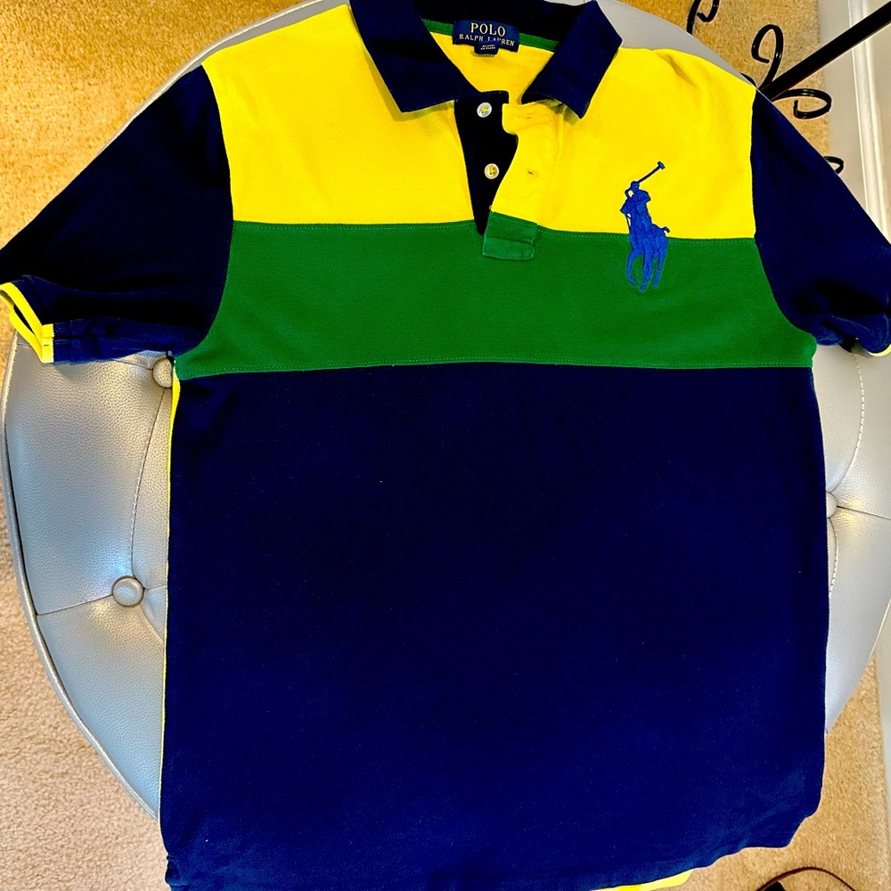 Ralph Lauren POLO Color Block Big Pony Short Sleeve Shirt size XL/TG 18/20 Youth